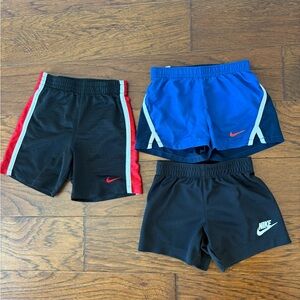 Nike Kids' Black and Blue Shorts Trio sizes 24 months and 2T